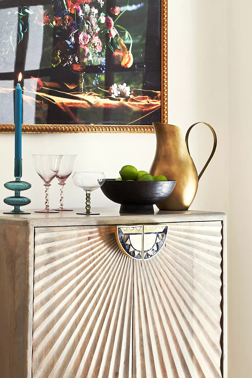 Wooden cabinet with carved details
