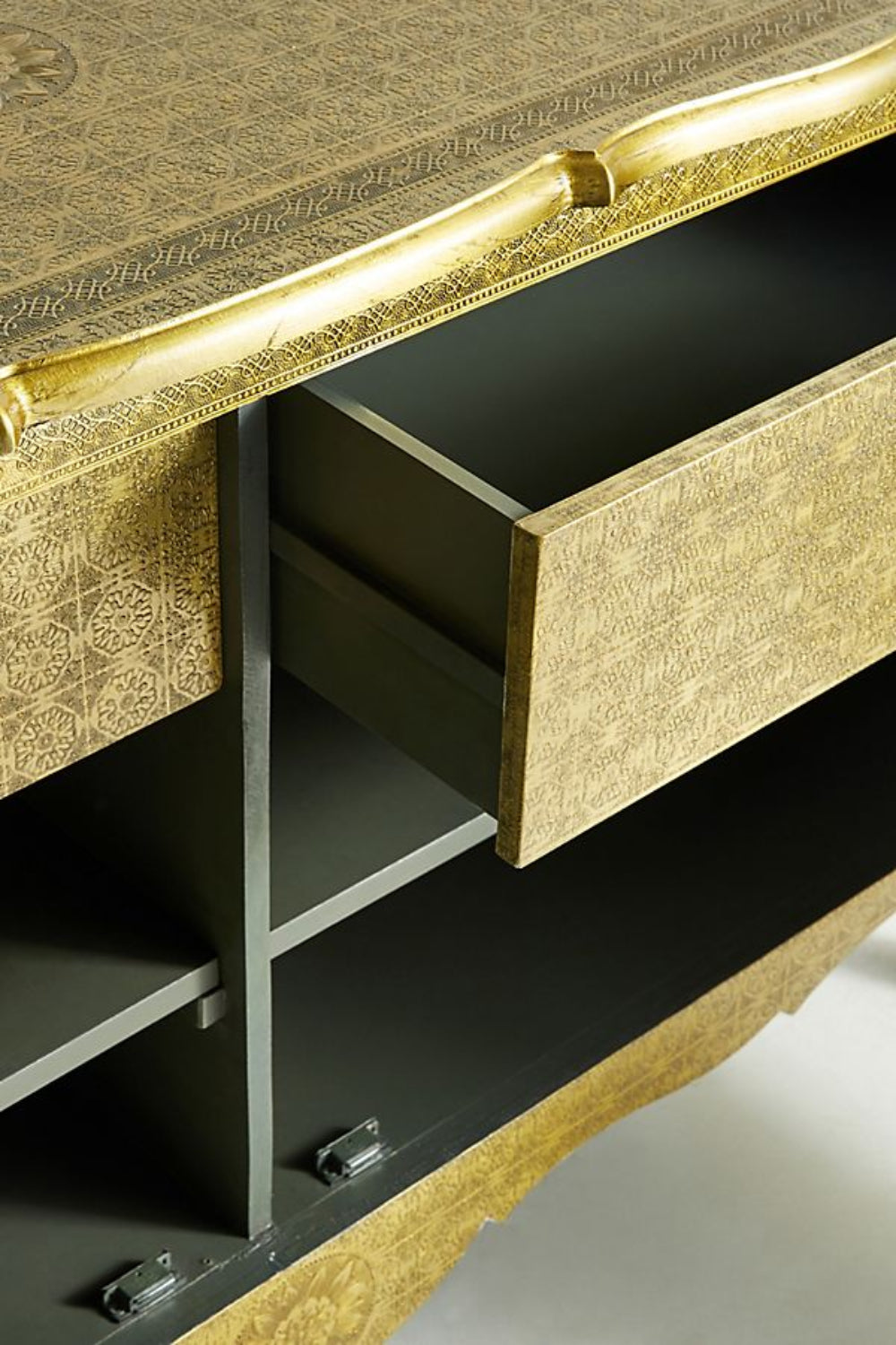 Hand embossed gold clad Buffet drawers