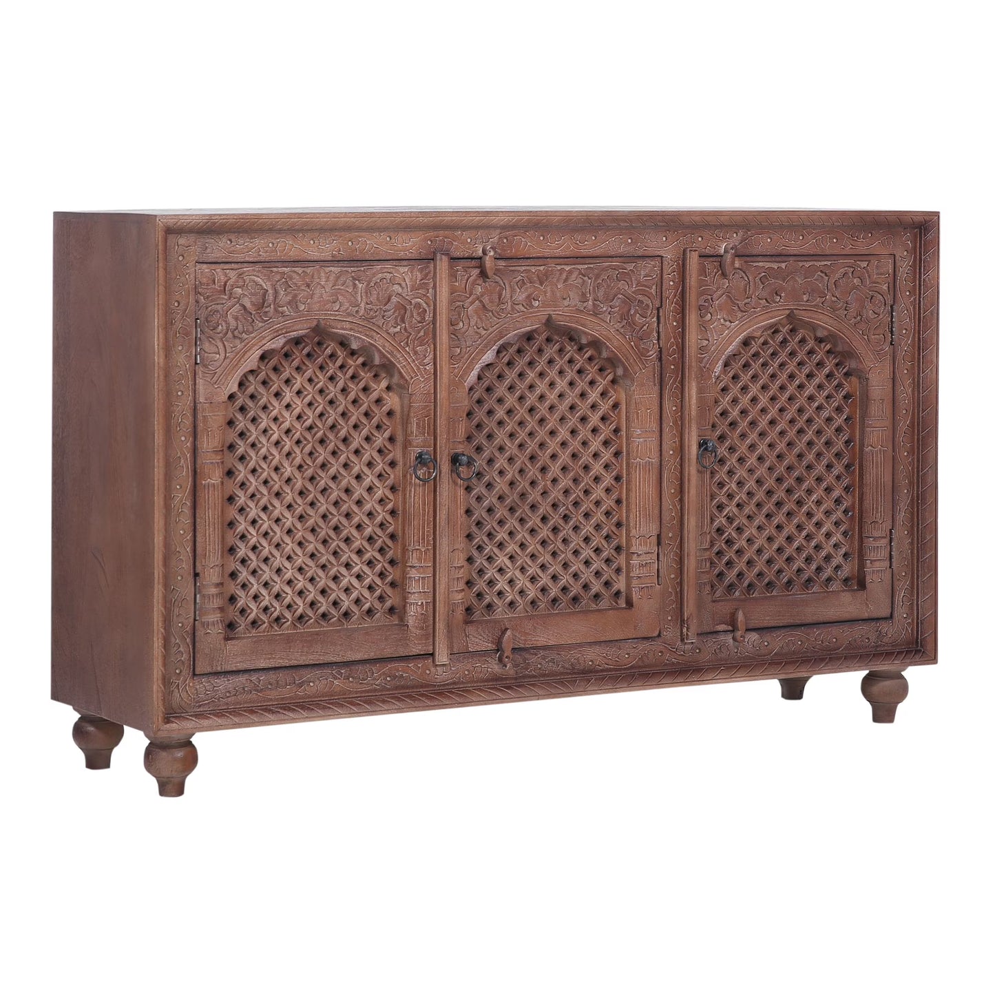 Carved Wooden Sideboard Buffet Table in Distressed Black Finish Buffet & Sideboard