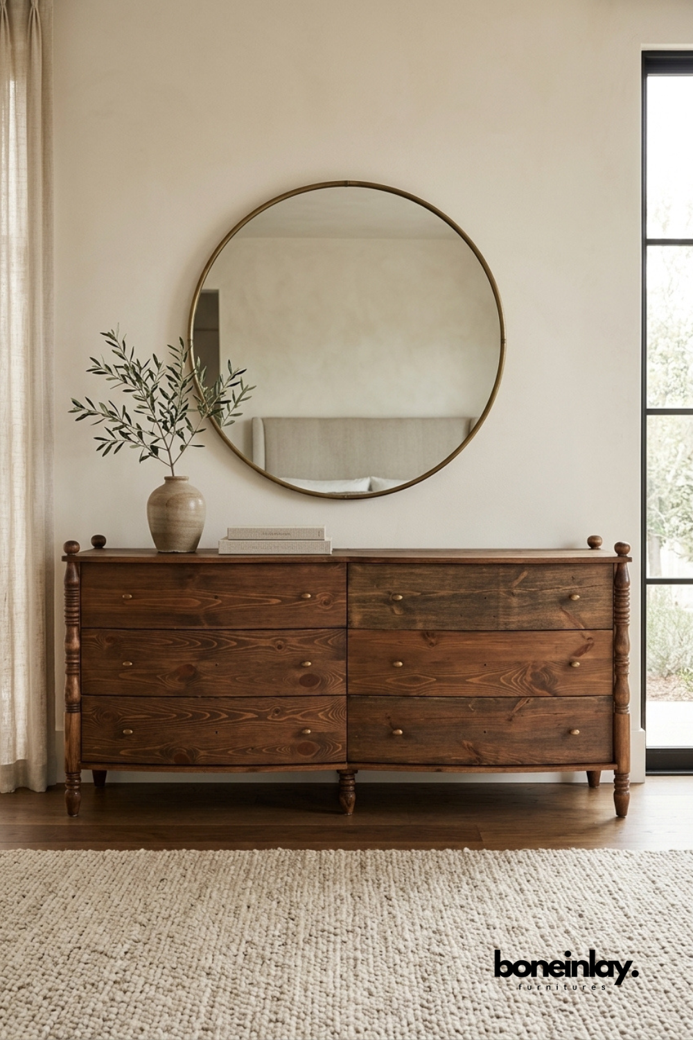 Elegant Handmade Wooden Six-Drawer Dresser