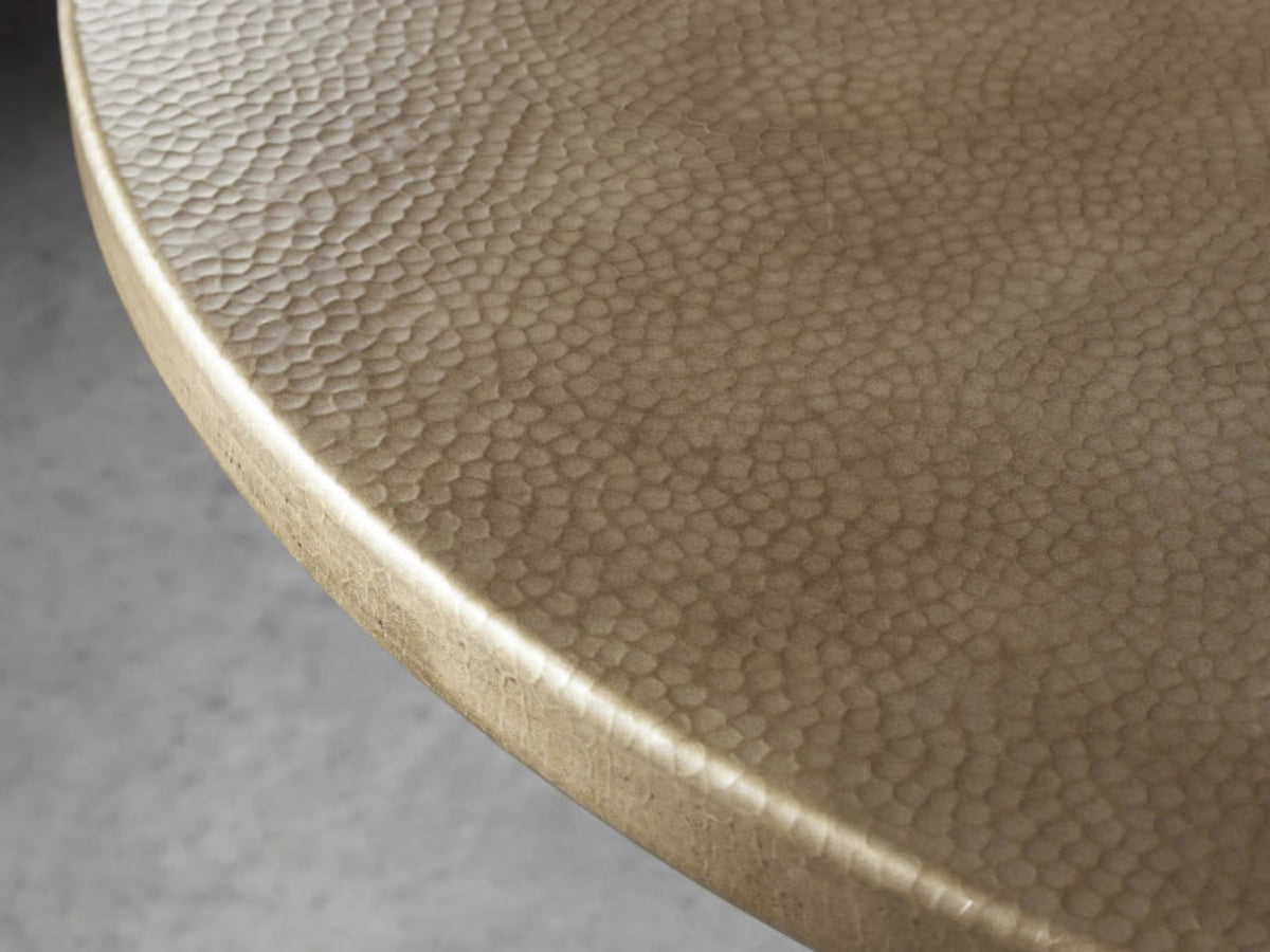 Artisan - crafted Metal Round Dining Table With Vertex Base Dining Table - Bone Inlay Furnitures