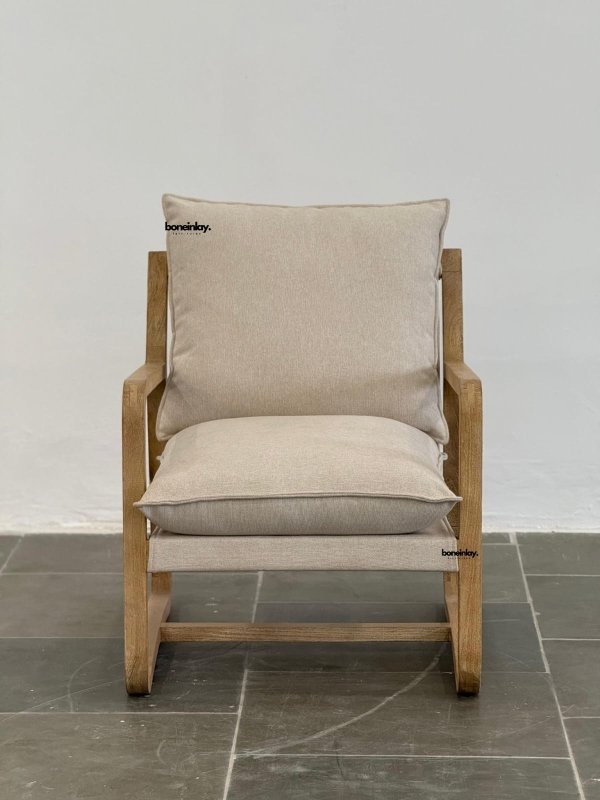 Boho Handmade Designer Inspired Solid Wood Upholstered Cafe Chair Armchair - Bone Inlay Furnitures