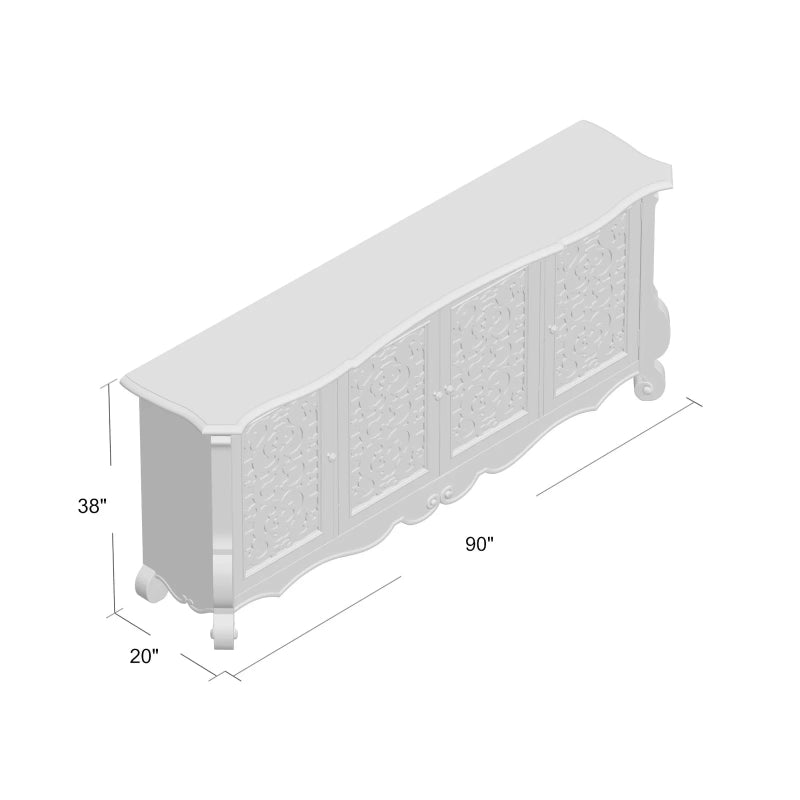 Chatelet Wide Four Door Wooden Sideboard Cabinet Sideboard Cabinet - Bone Inlay Furnitures