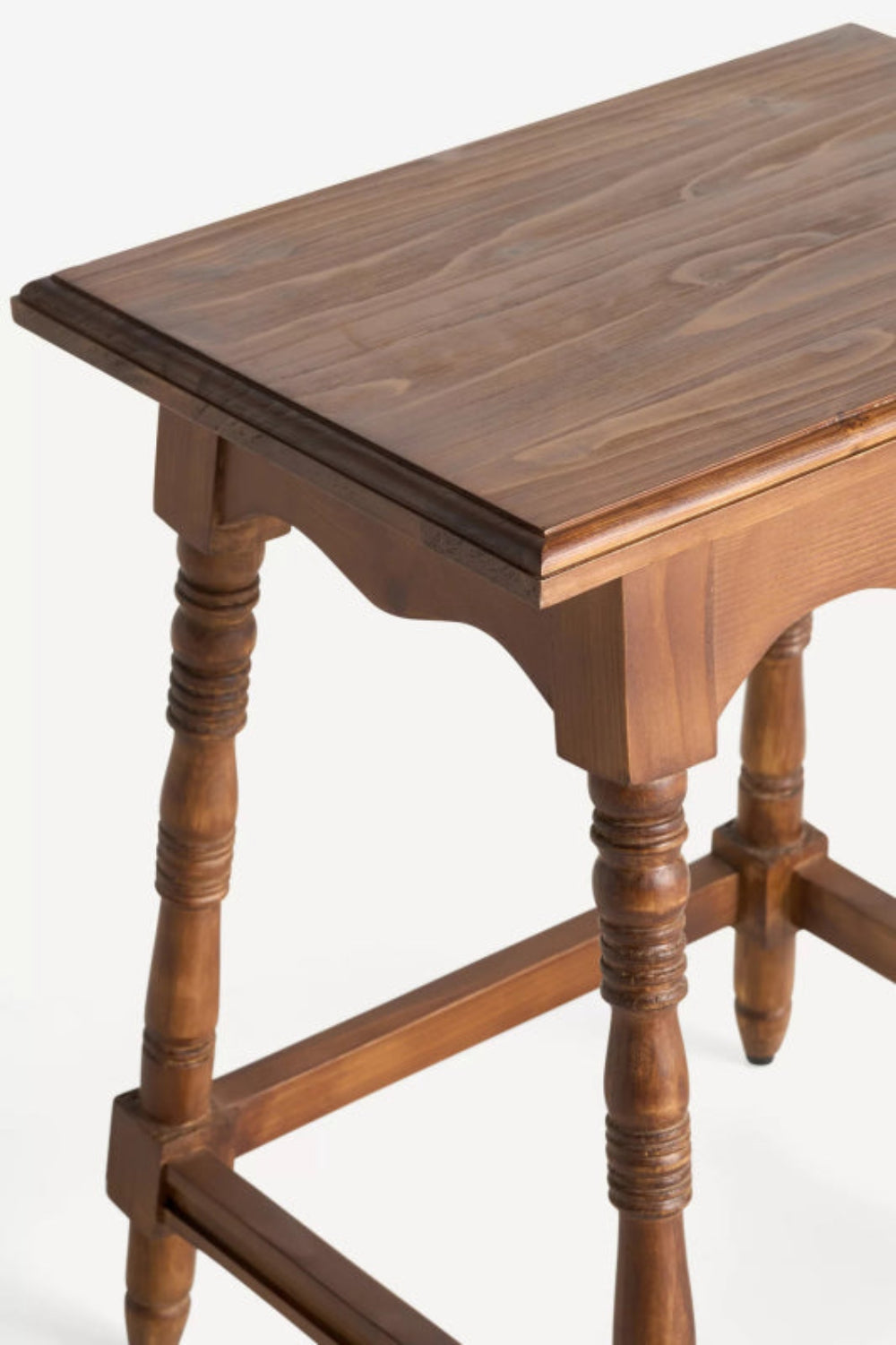 Designer Hand - Crafted Solid Wood Turned Legs Side Table Bedside Table - Bone Inlay Furnitures