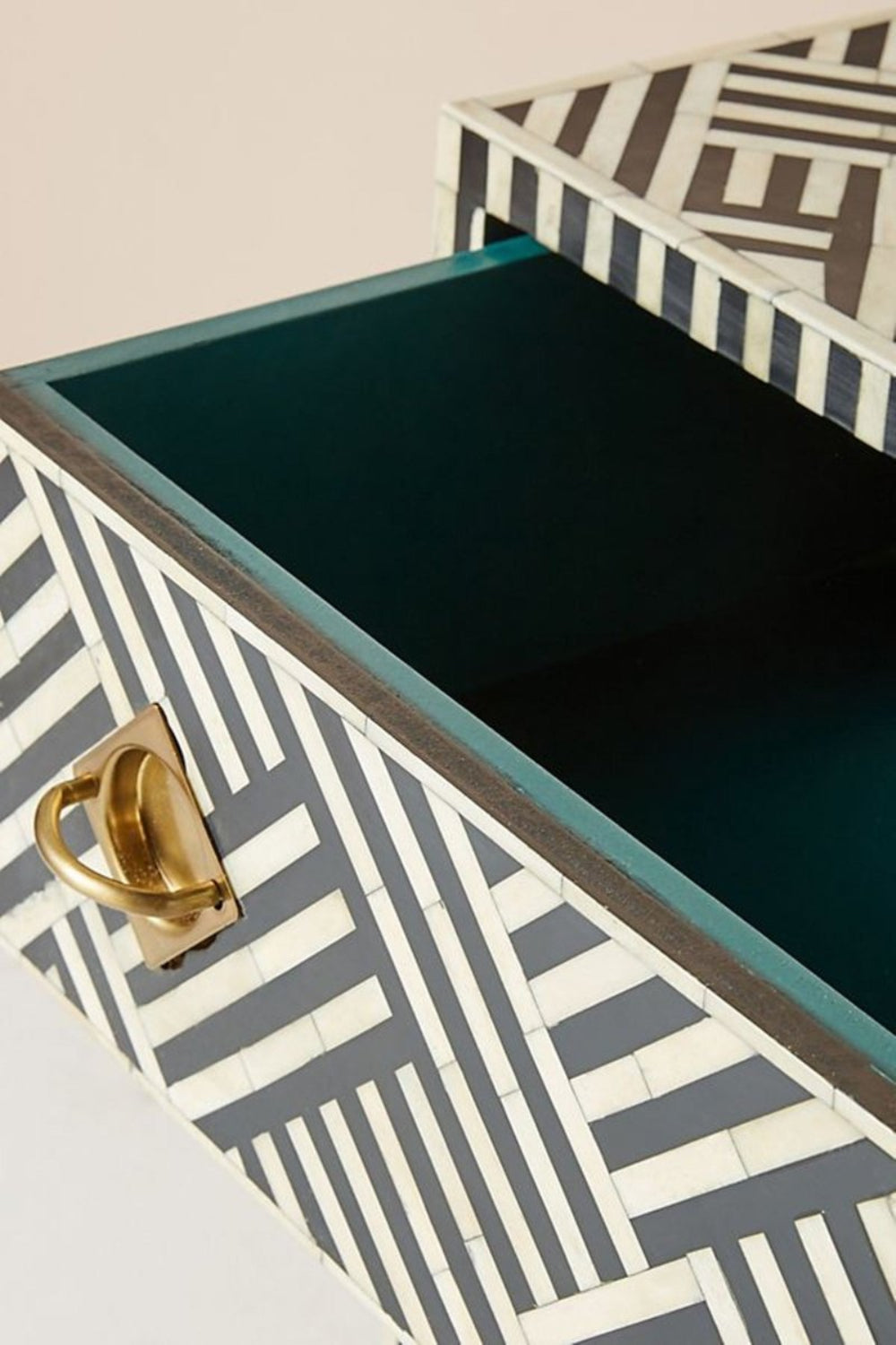 Optical Bone Inlay 9-Drawer Dresser - Geometric Mid-Century Modern