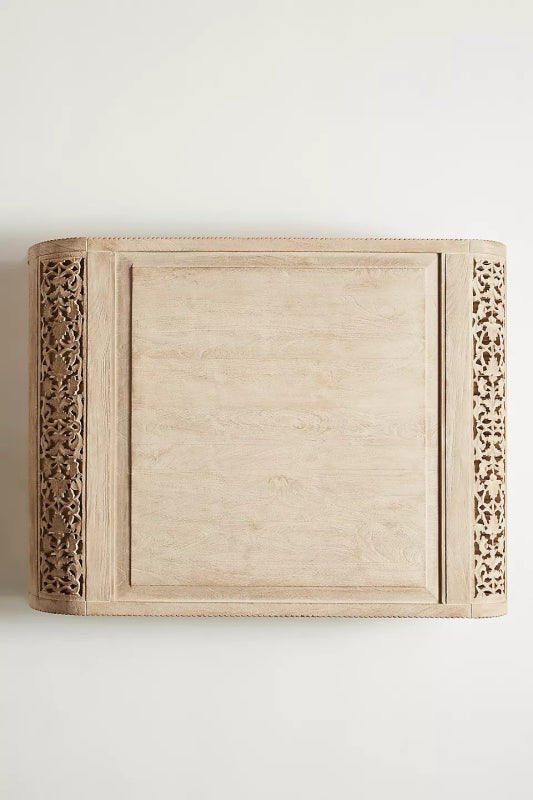 Hand - Carved Artisanal Floral Motif Wooden Center Coffee Table coffee table - Bone Inlay Furnitures