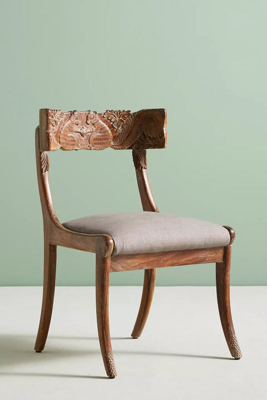 Hand Carved Fable Wooden Dining Chair | Indian Furniture Dining Chair - Bone Inlay Furnitures