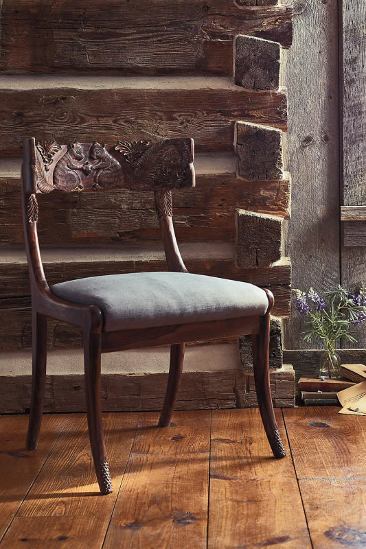 Hand Carved Fable Wooden Dining Chair | Indian Furniture Dining Chair - Bone Inlay Furnitures