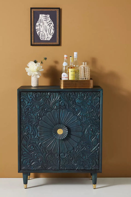 Hand Carved Gulliver Entryway Cabinet | Cabinetry Furniture Cabinet - Bone Inlay Furnitures