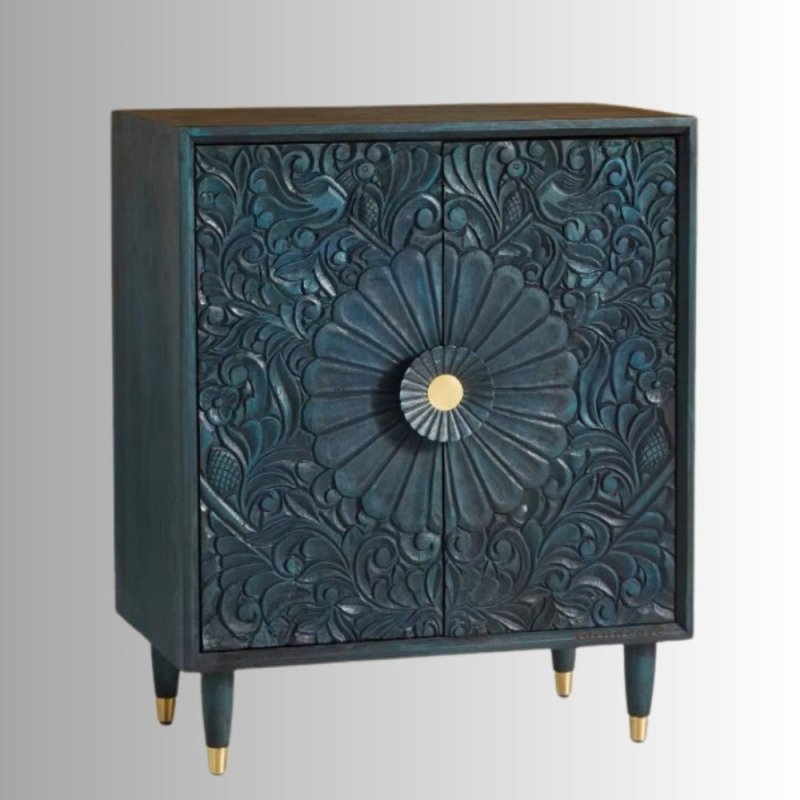 Hand Carved Gulliver Entryway Cabinet | Cabinetry Furniture Cabinet - Bone Inlay Furnitures