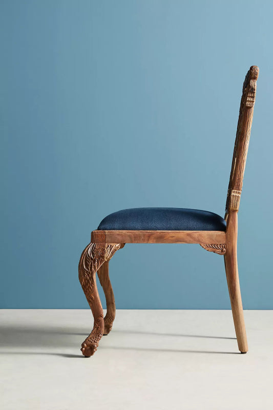 Hand Carved Menagerie Woodpecker Dining Chair | Wooden Dining Table Chair Dining Chair - Bone Inlay Furnitures