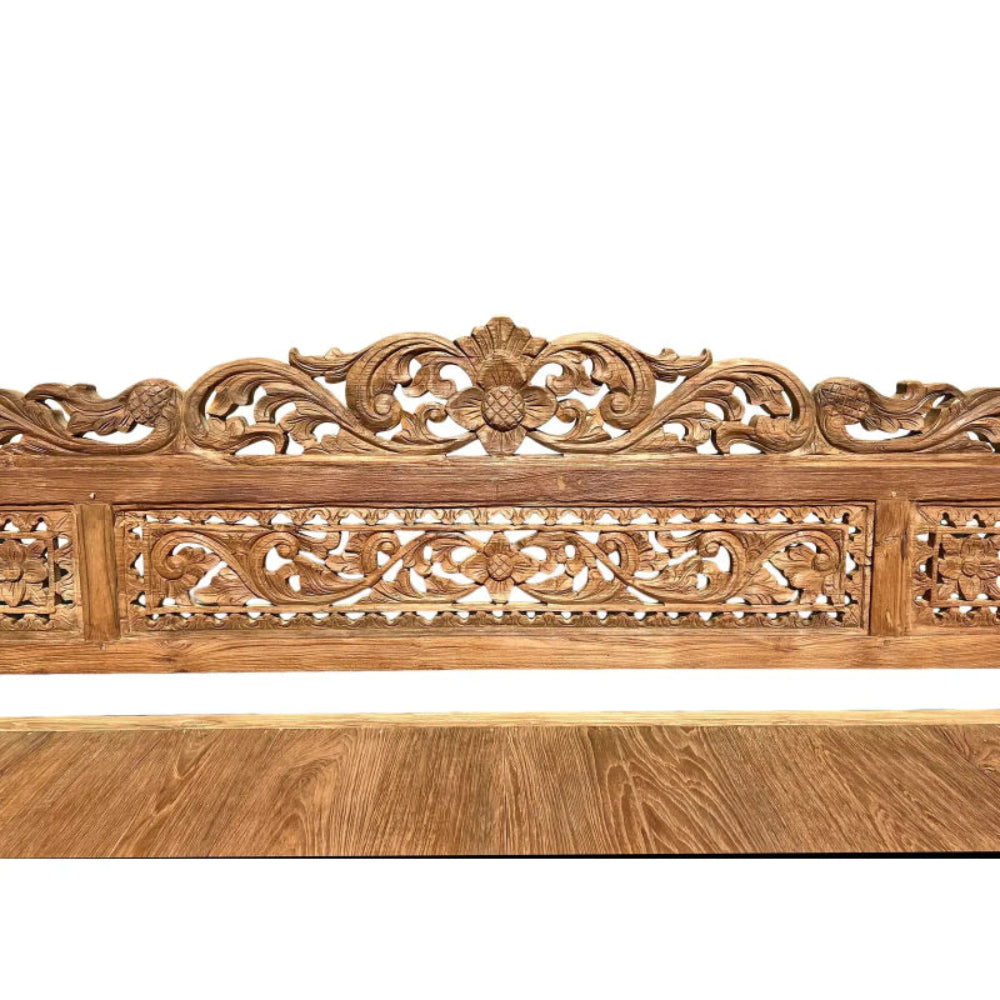 Hand Carved Natural Design Solid Wooden Daybed Bench