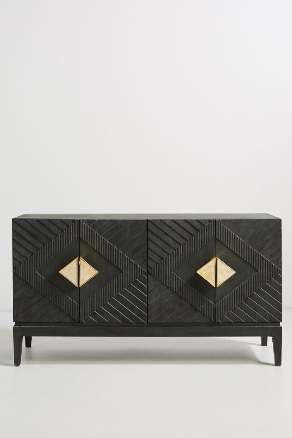Hand Carved Samuel Black Buffet Table | Unique Indian Sideboard