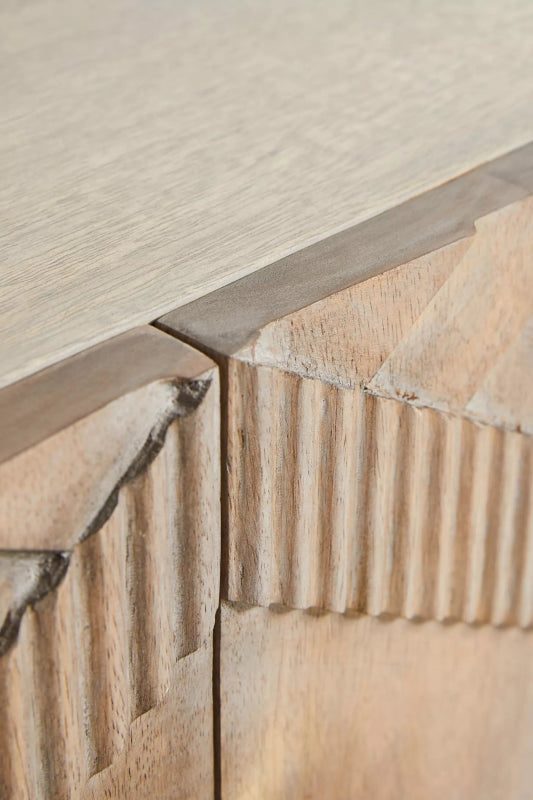 Hand Carved Samuel Media Console table | Woodcarving TV unit Media Console Table - Bone Inlay Furnitures