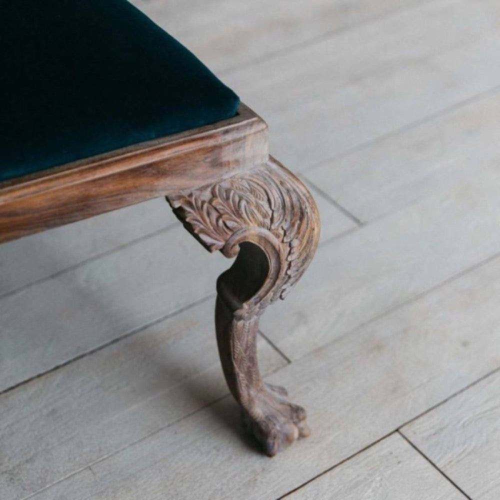 close up of Menagerie Parrot Dining Chair leg carving - Bone Inlay Furnitures