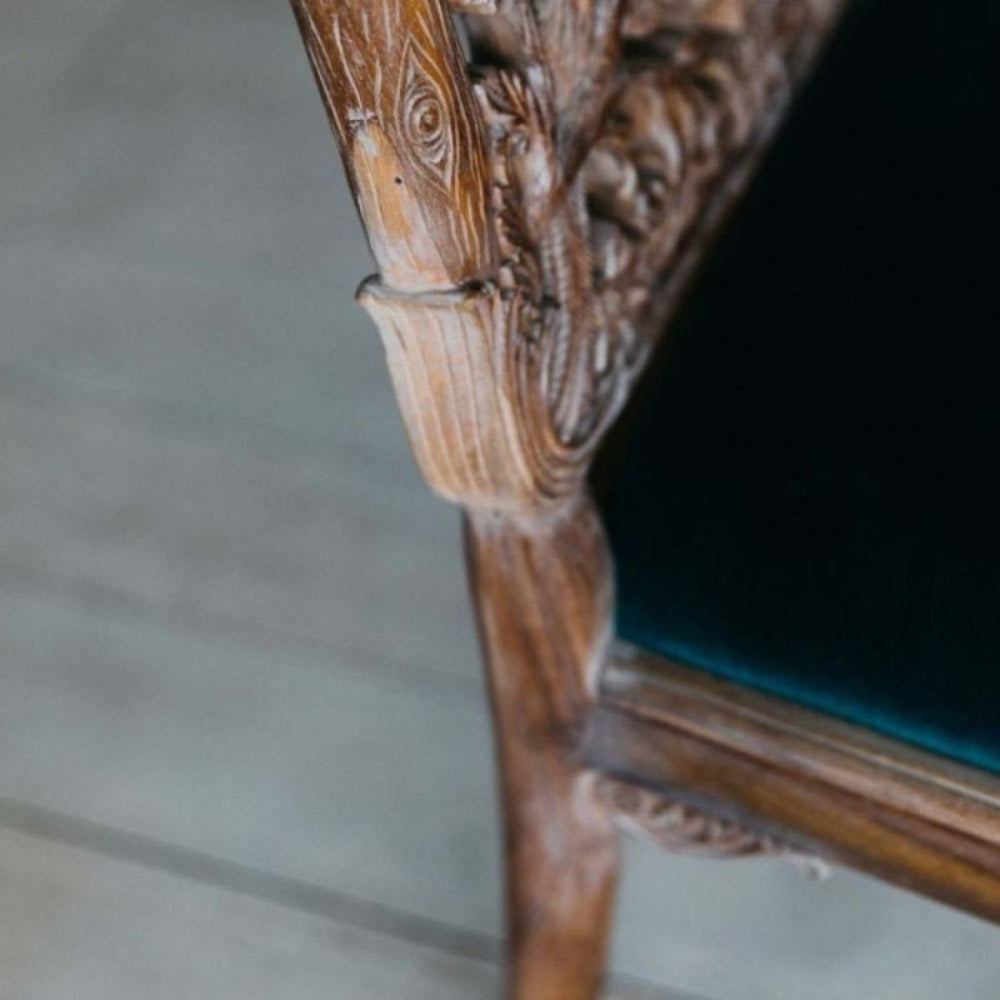 side Carving of parrot design dining chair