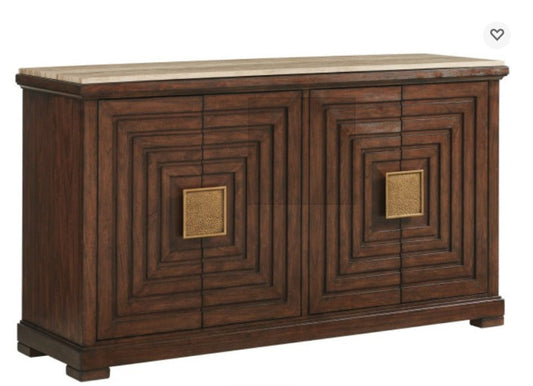 Hand Carved Wooden Brown Color Sideboard Buffet with Four Doors Buffet & Sideboard - Bone Inlay Furnitures