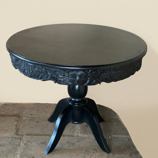 Hand Carved Wooden Dining Table Set in Black Color Dining Table - Bone Inlay Furnitures