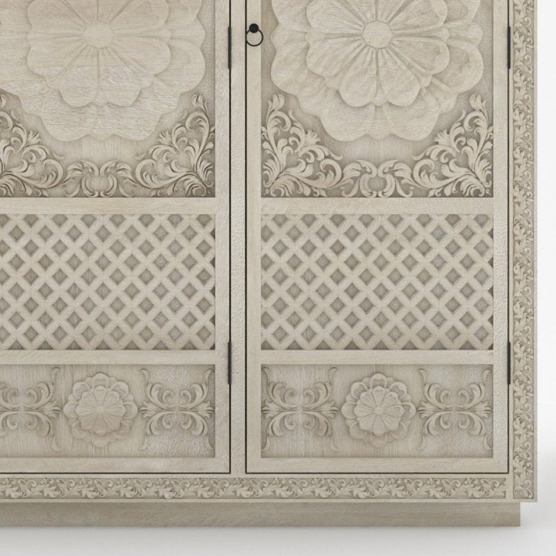 Hand - Carved Wooden Six Piece Bedroom Set Bedroom Set - Bone Inlay Furnitures