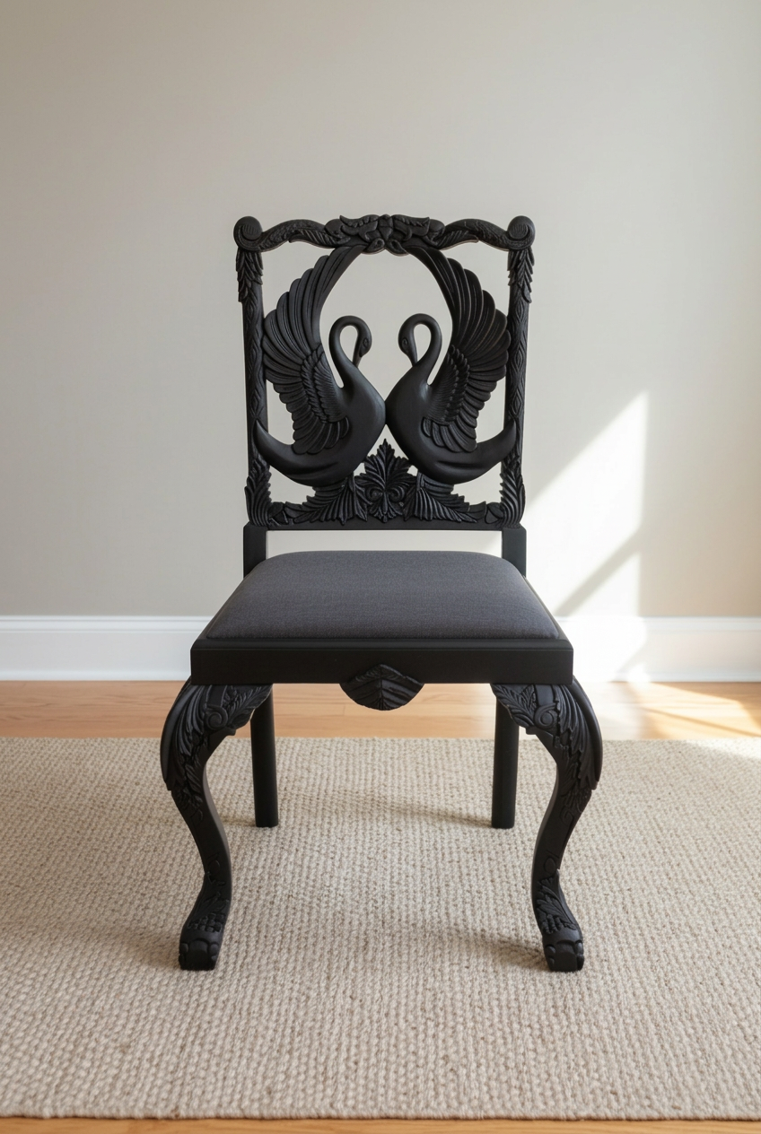hand carved Menagerie Swan Chair