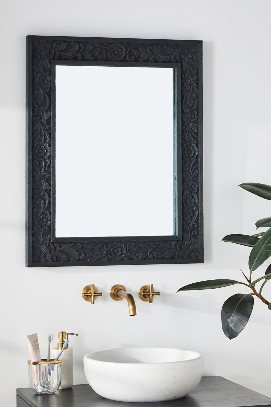 Handcarved Lombok Mirror Frame | Bathroom Mirror Frame mirror frame - Bone Inlay Furnitures