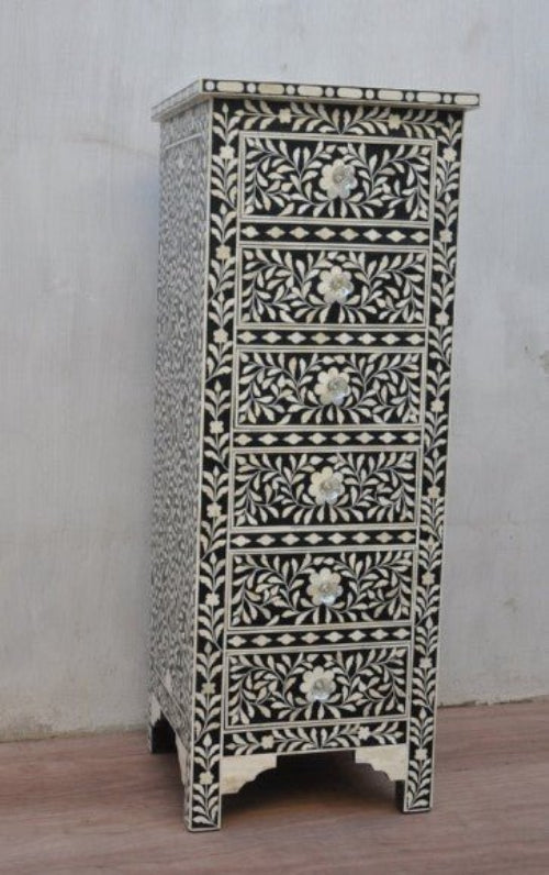 Black Bone Inlay Chest of Drawer