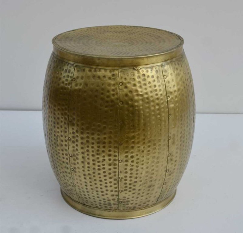 Handmade Brass Look Hammered Side Table | Metal End Brass Entryway Table Bedside Table - Bone Inlay Furnitures