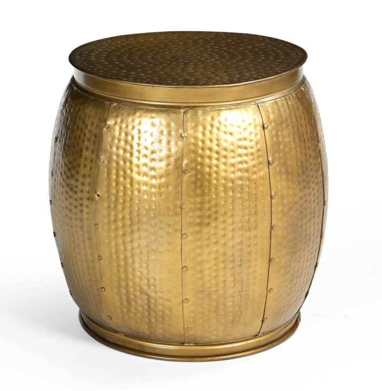 Handmade Brass Look Hammered Side Table | Metal End Brass Entryway Table Bedside Table - Bone Inlay Furnitures