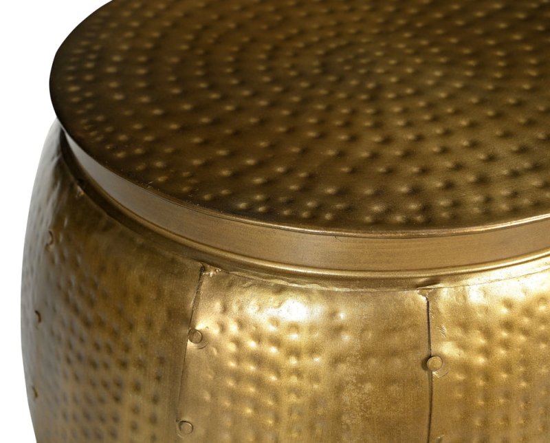 Handmade Brass Look Hammered Side Table | Metal End Brass Entryway Table Bedside Table - Bone Inlay Furnitures
