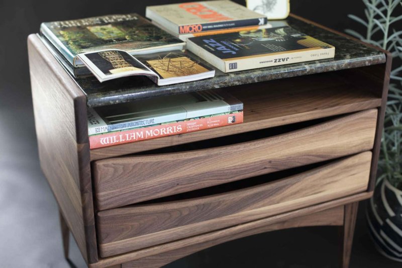 Handmade Designer Solid Wooden Nightstand with two drawers and One Shelf Nightstand - Bone Inlay Furnitures