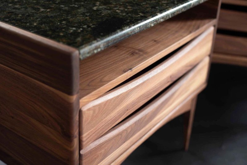 Handmade Designer Solid Wooden Nightstand with two drawers and One Shelf Nightstand - Bone Inlay Furnitures