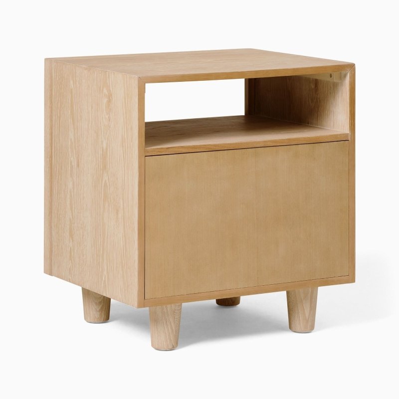 Handmade Designer Wooden Natural Color Bedside Nightstand with One Shelf and Two Drawers Nightstand - Bone Inlay Furnitures