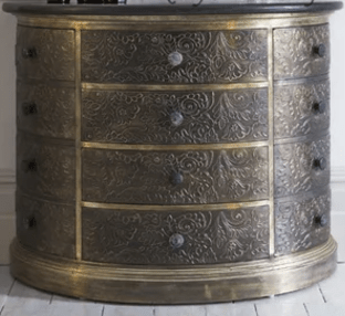Handmade Embossed Antique Metal Dresser" Bone Inlay Furnitures Handmade Embossed Antique Metal Dresser" Bone Inlay Furnitures