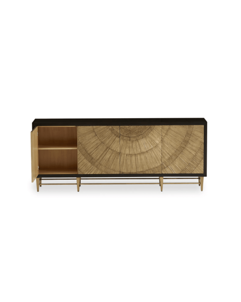 Handmade Embossed Metal Four Door Golden Brown Storage Credenza Credenza - Bone Inlay Furnitures