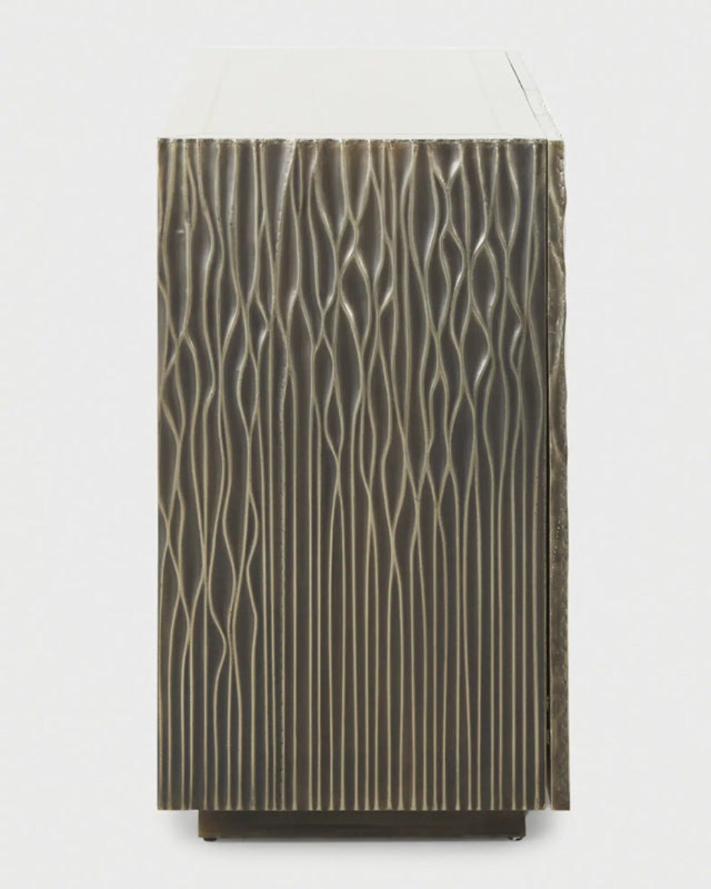 Handmade Embossed Metal Two Door Storage Cabinet Cabinet - Bone Inlay Furnitures
