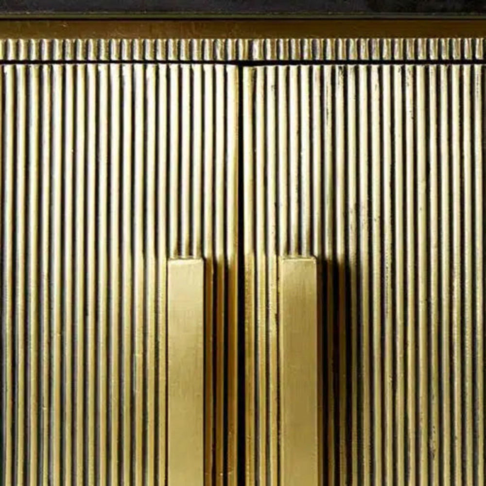 Handmade Golden Embossed Metal Three Doors Storage Sideboard Sideboard - Bone Inlay Furnitures