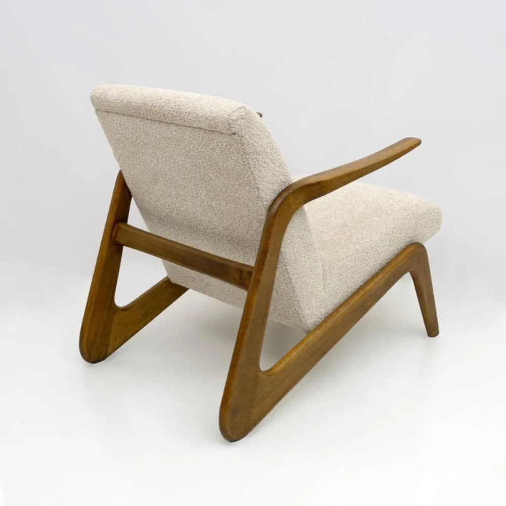 Handmade Mid - Century Modern Italian Boucle Lounge Chairs