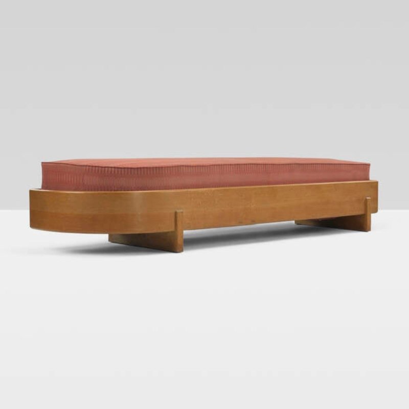 Handmade Sophisticated Brown Armless Upholstered Wooden Bench Daybed - Bone Inlay Furnitures