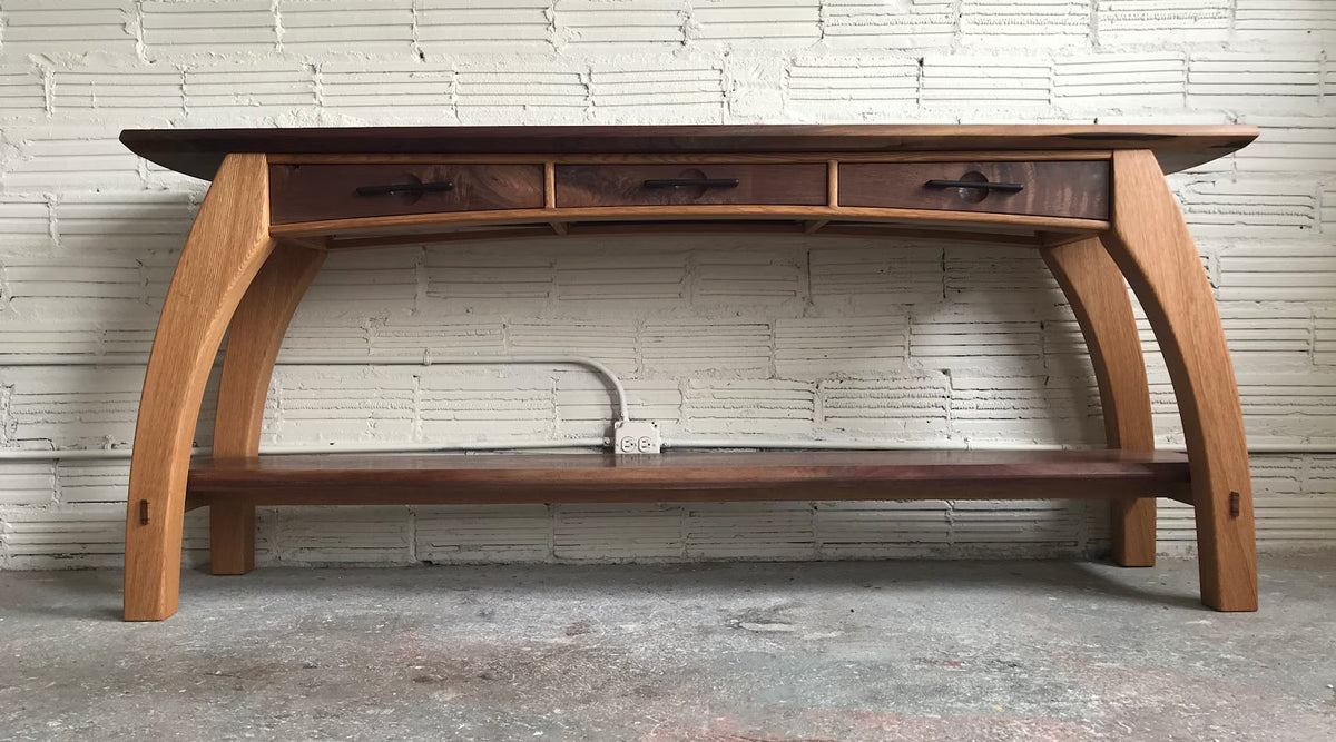 Wooden Media Console Table with Three Drawers