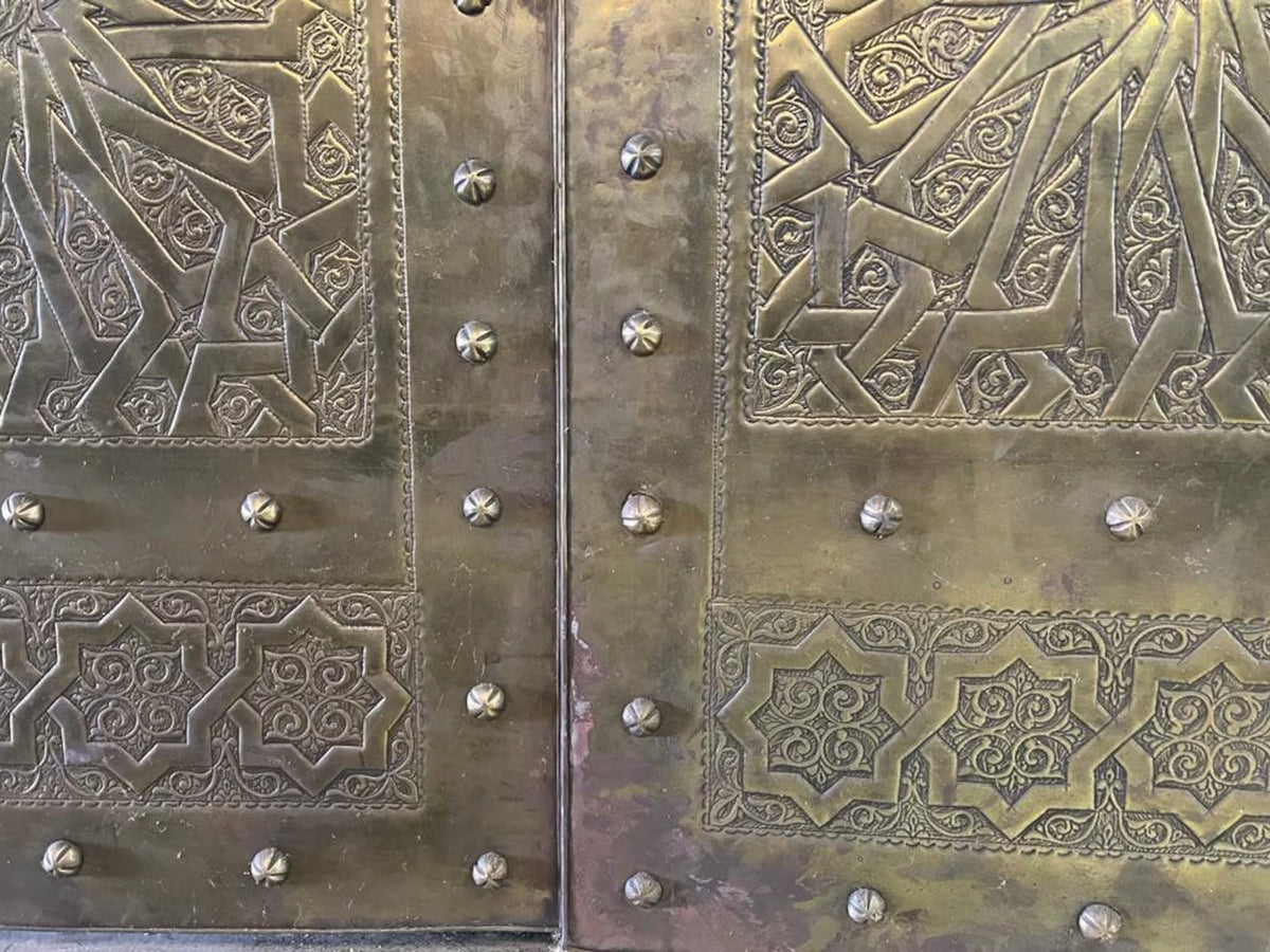 Handmade Designer Gold Moroccan Royal Double Door Armoire