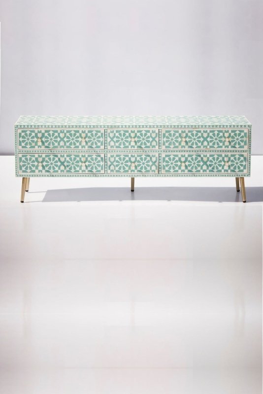 Sage Green Star Bone Inlay Chest of Drawers - Handcrafted Nursery Dresser Bone Inlay Furnitures Sage Green Star Bone Inlay Chest of Drawers - Handcrafted Nursery Dresser Bone Inlay Furnitures