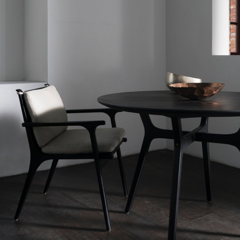 Natural Color Solid Wood Designer Dining Table Dining Table - Bone Inlay Furnitures