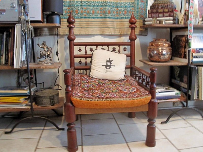 Natural Hand Carved Wooden Indian Chair Chair - Bone Inlay Furnitures