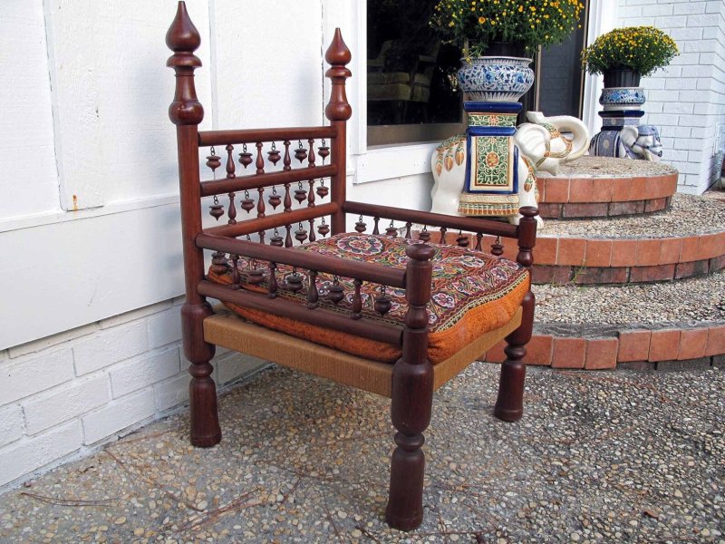 Natural Hand Carved Wooden Indian Chair Chair - Bone Inlay Furnitures