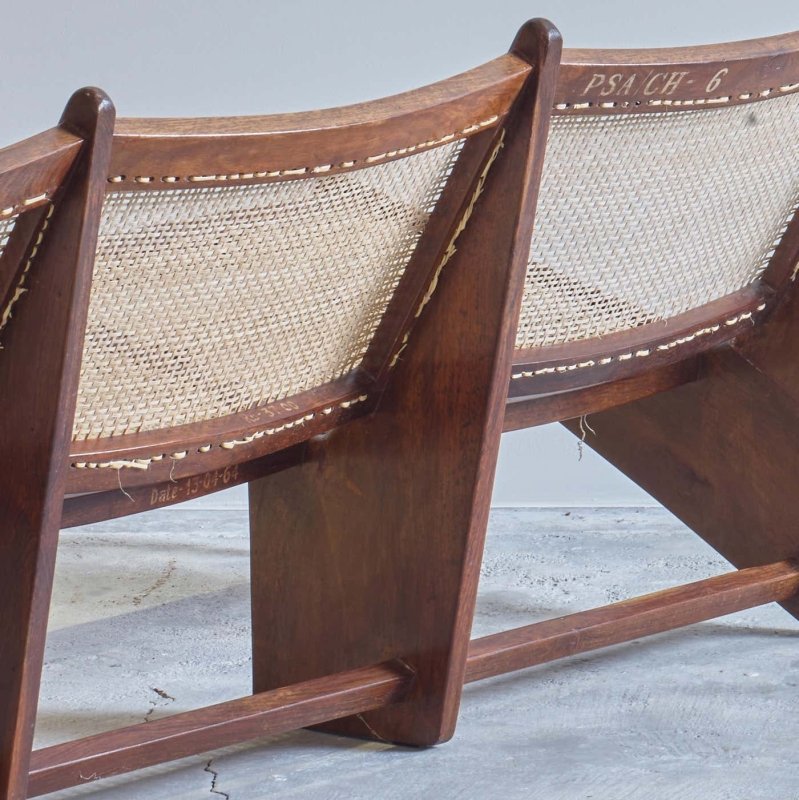 Pierre Jeanneret Designer Wooden Furniture Bench Sofa Seat Sofa - Bone Inlay Furnitures