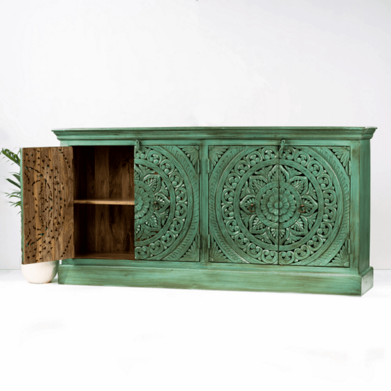 turquoise green teal hue sideboard
