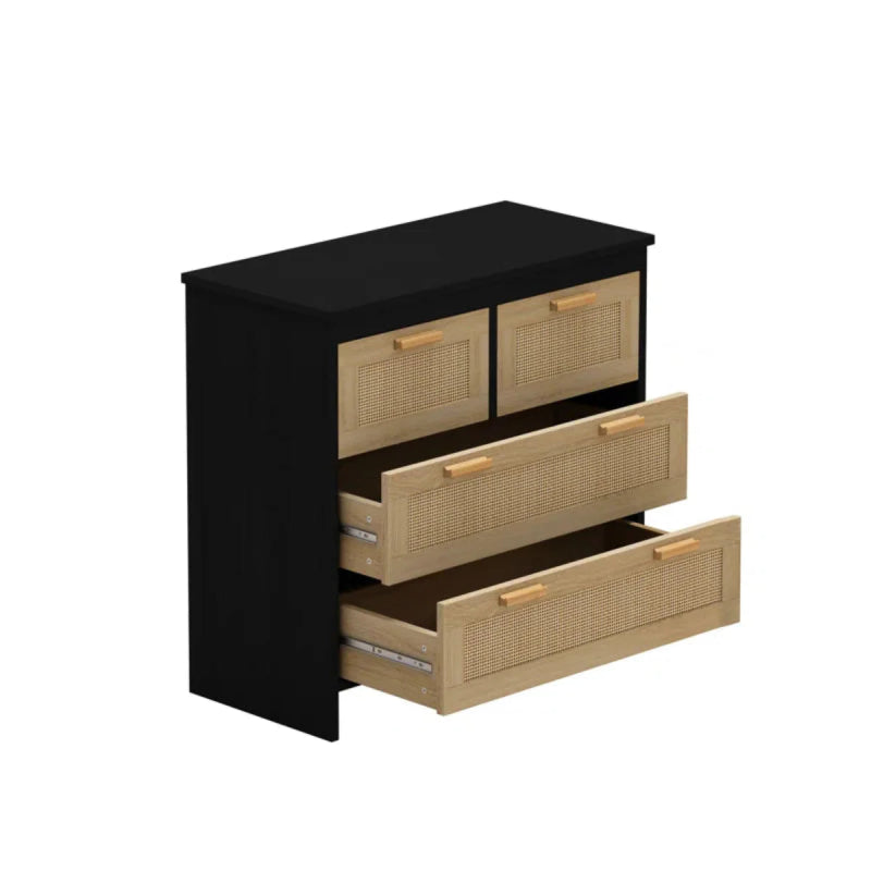 Wooden Handmade Cane Designer Four Drawer Dresser chest of drawers - Bone Inlay Furnitures
