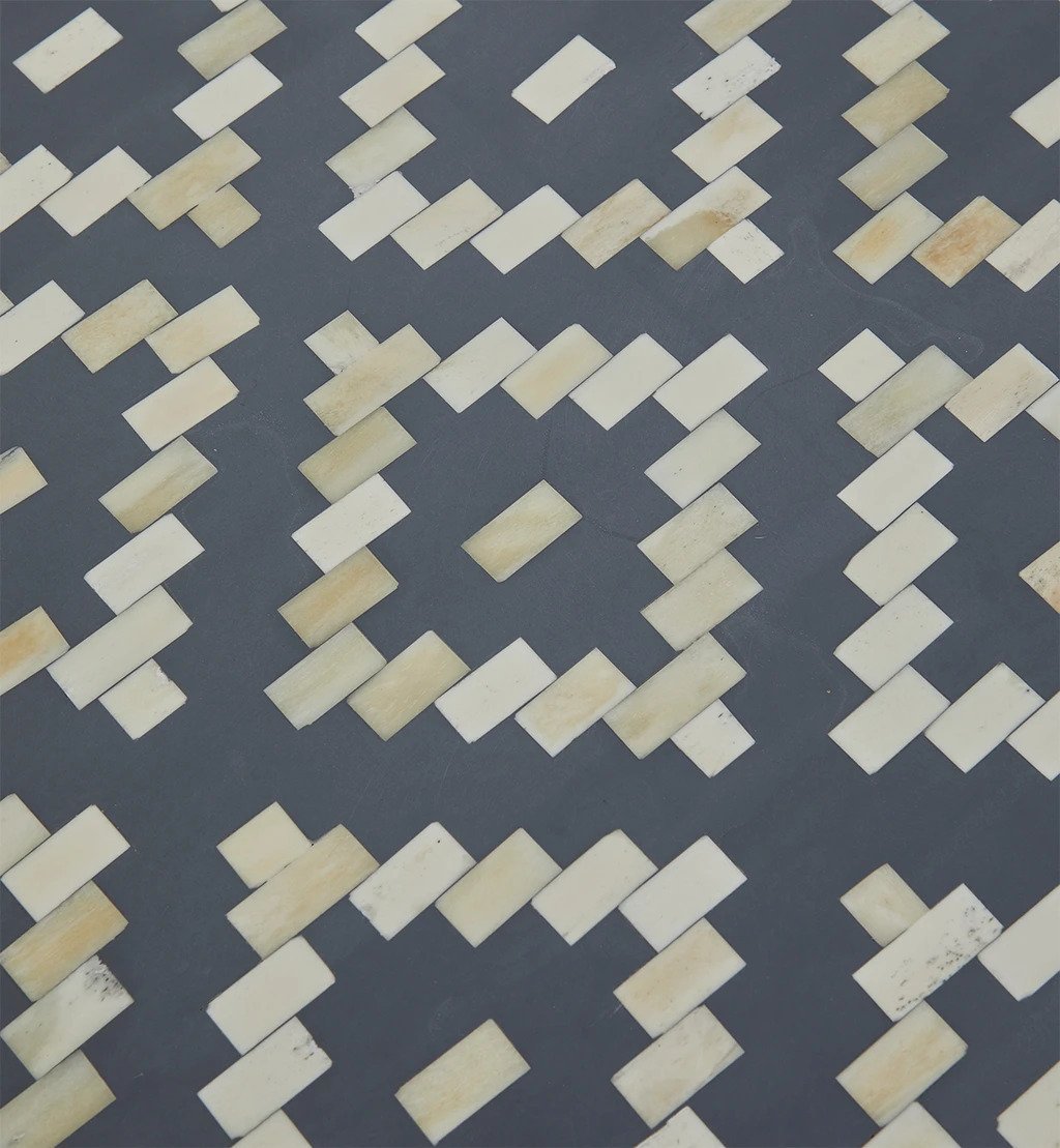 Bone Inlay 4 Drawer Dresser | Geometric Diamond Grey Color Storage Unit chest of drawer - Bone Inlay Furnitures