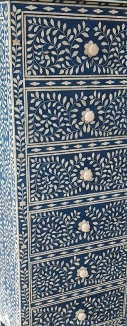 Bone Inlay Antique Chest of 6 Drawer | Handmade Tallboy Dresser Chest of Drawers - Bone Inlay Furnitures