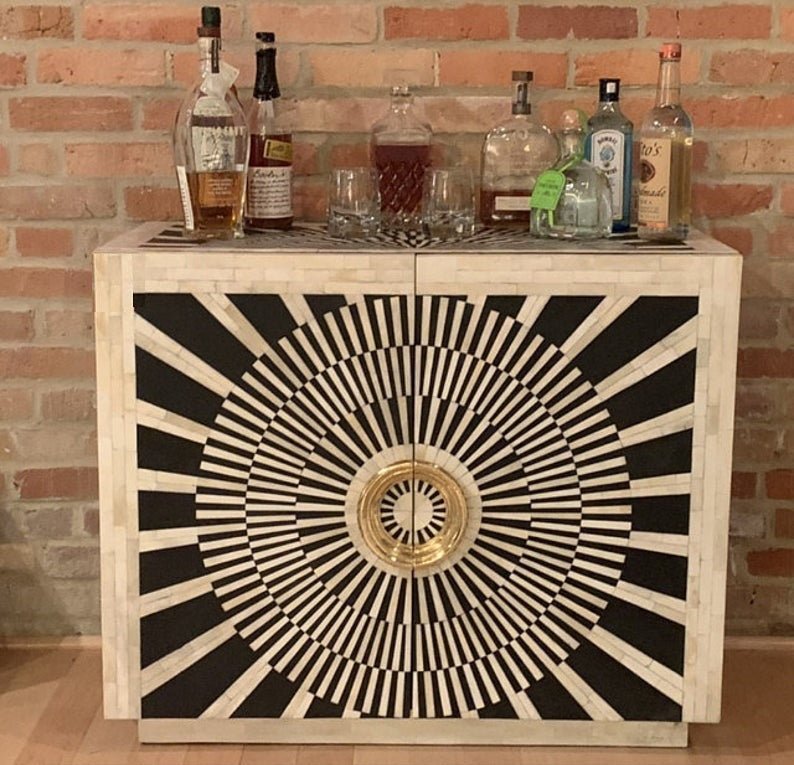 Bone Inlay Bar Cabinet